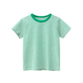 Striped baby boys summer short sleeve cotton bodysuit in rust red and white