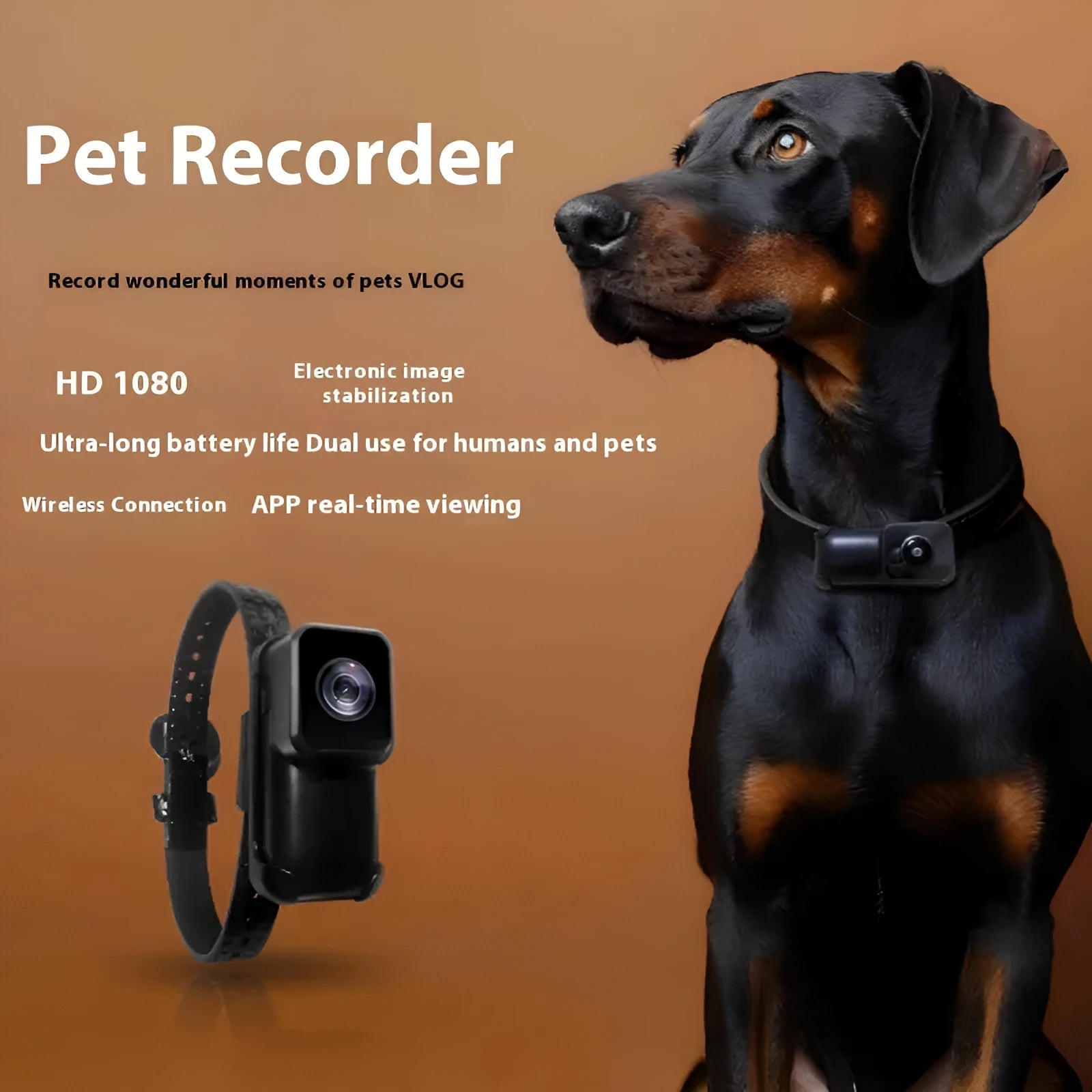 Black wifi camera neckband wireless recorder with Type-C charging port and compact design