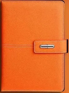 Customisable A5 notebook with PU leather cover in choice of colours, featuring wood-free paper.