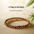 Chinese style geometric tigereye stone bracelet with round beads in handcrafted design