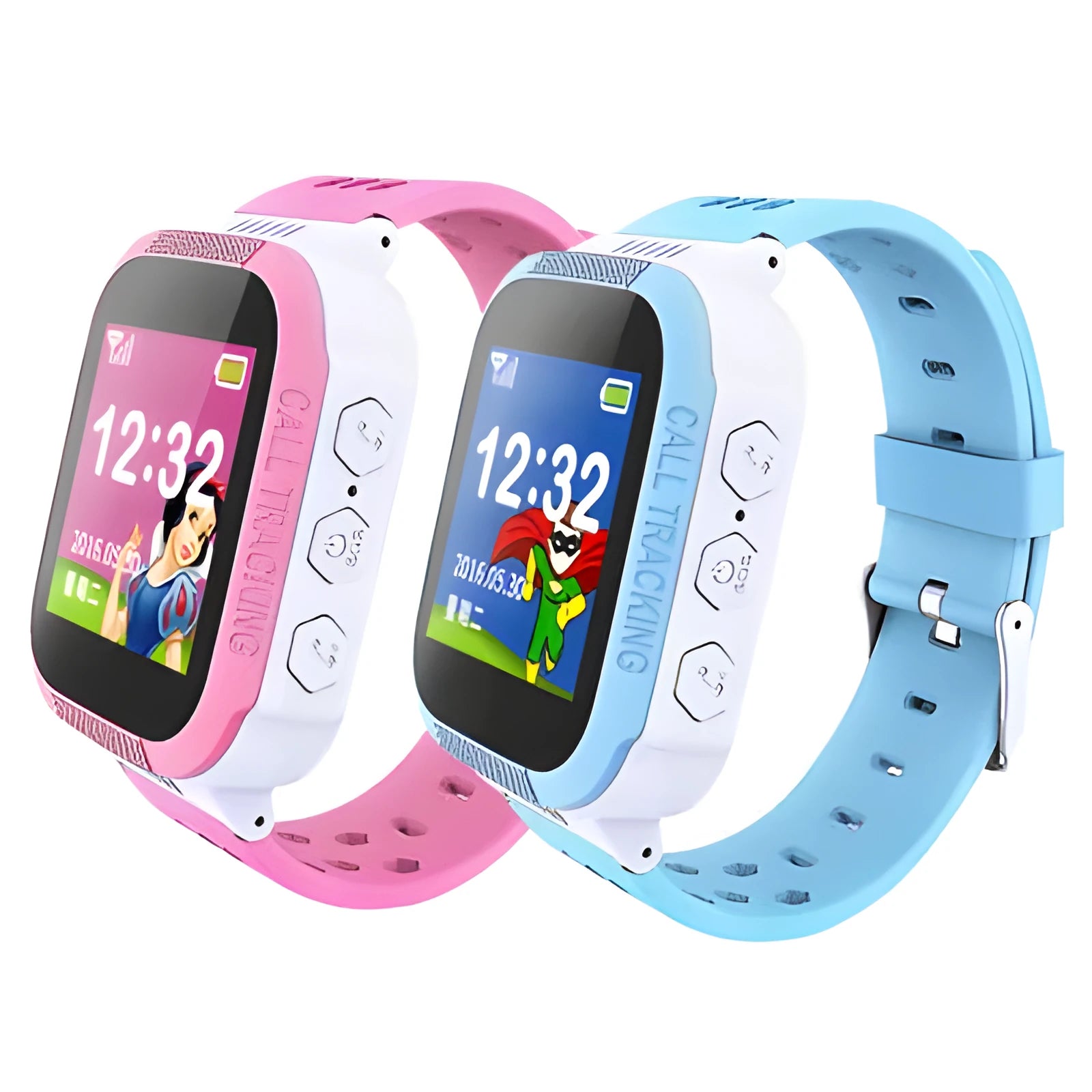 Blue children's phone watch with 1.44-inch IPS screen showing time display