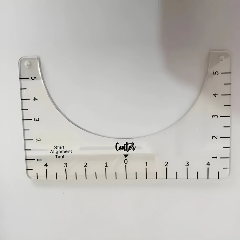 Transparent acrylic sewing patch ruler 10x6 inches for t-shirt alignment with carved markings