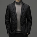 Men's winter down jacket with lapel styling and side seam pockets in solid colours