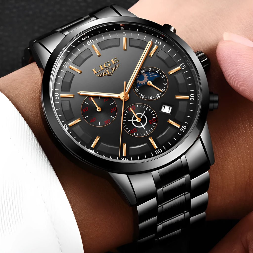 Men's waterproof quartz sports watch with 12mm thick case in multiple colour options