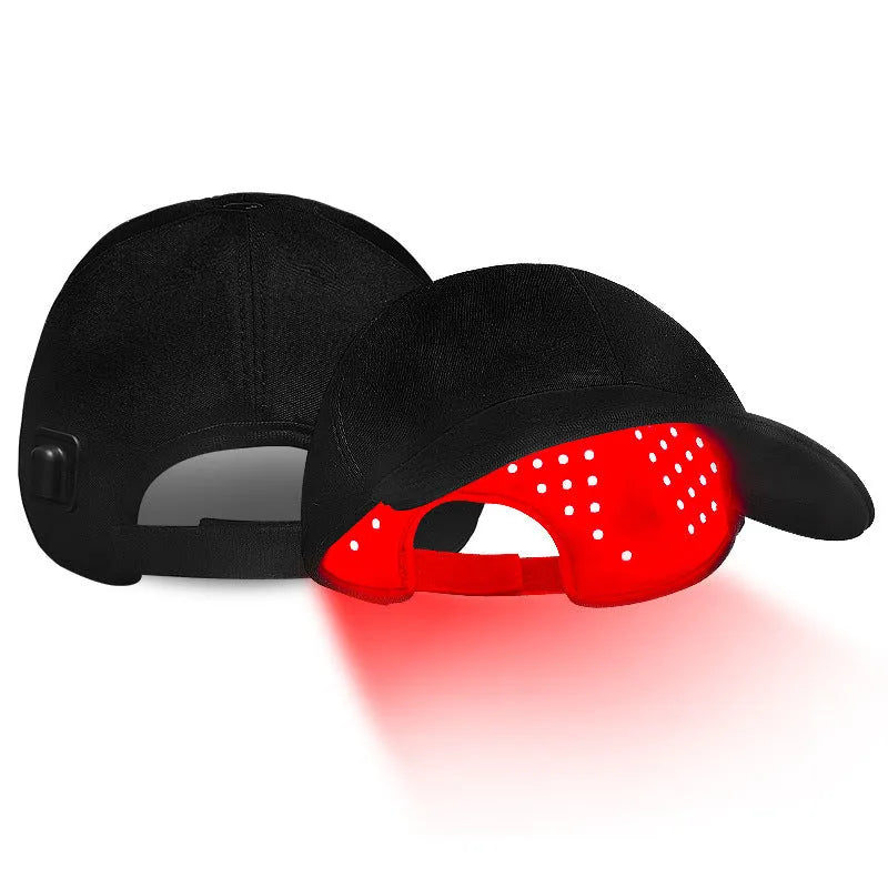 Black duckbill infrared hair growth cap with 180 LED lights and adjustable controller