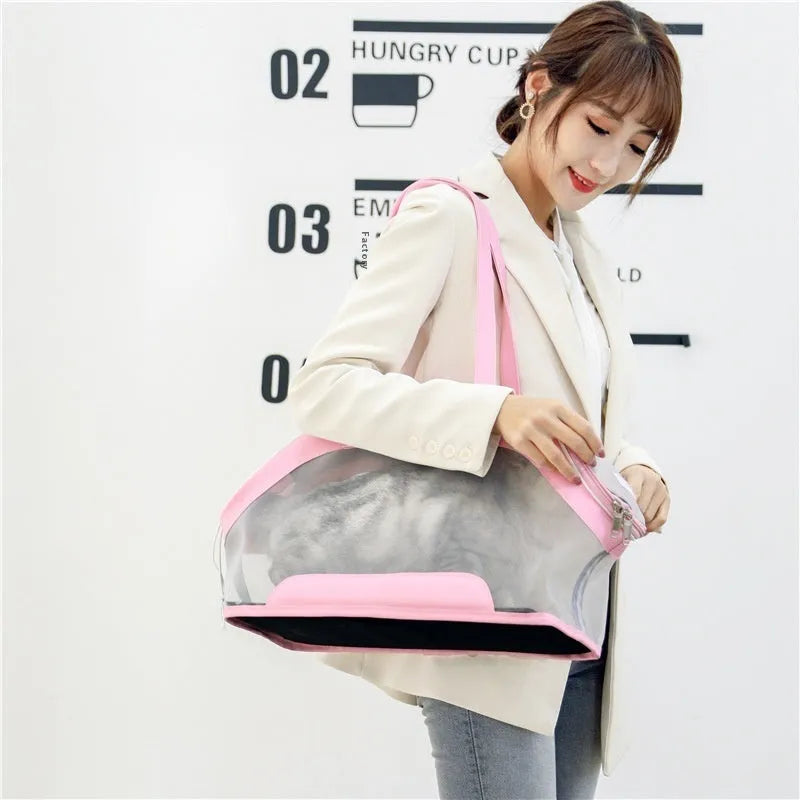 Leather cat outing carry bag with 25 litre capacity in Milan white colour.