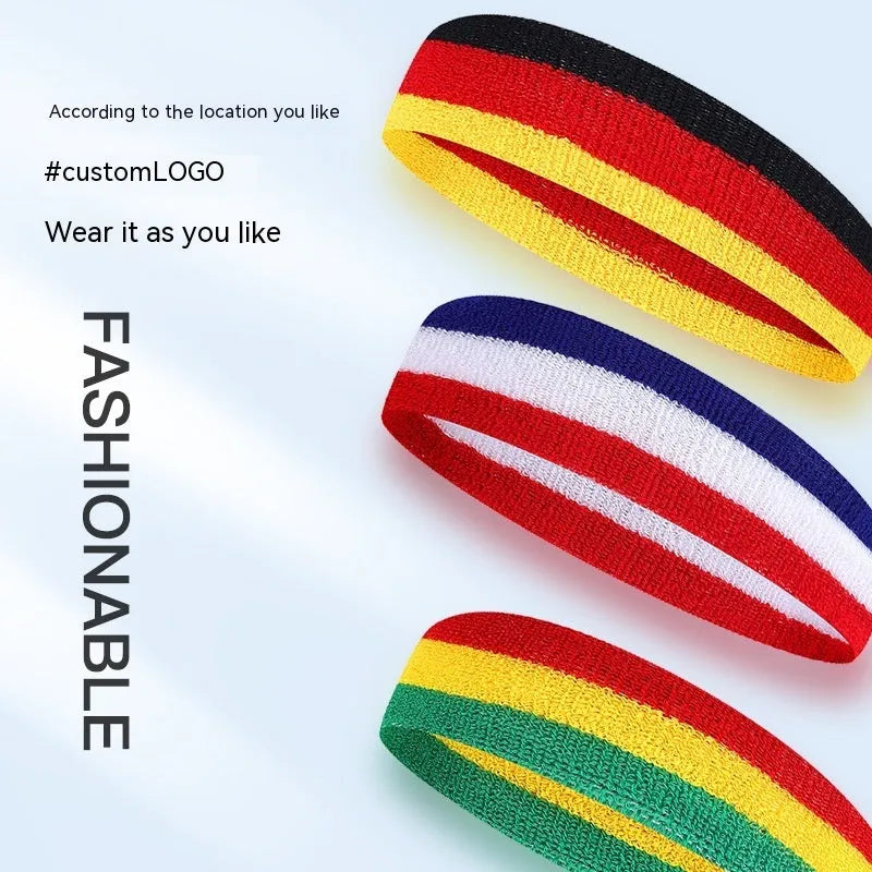 Sports headband for adults in multiple colour combinations including black red yellow