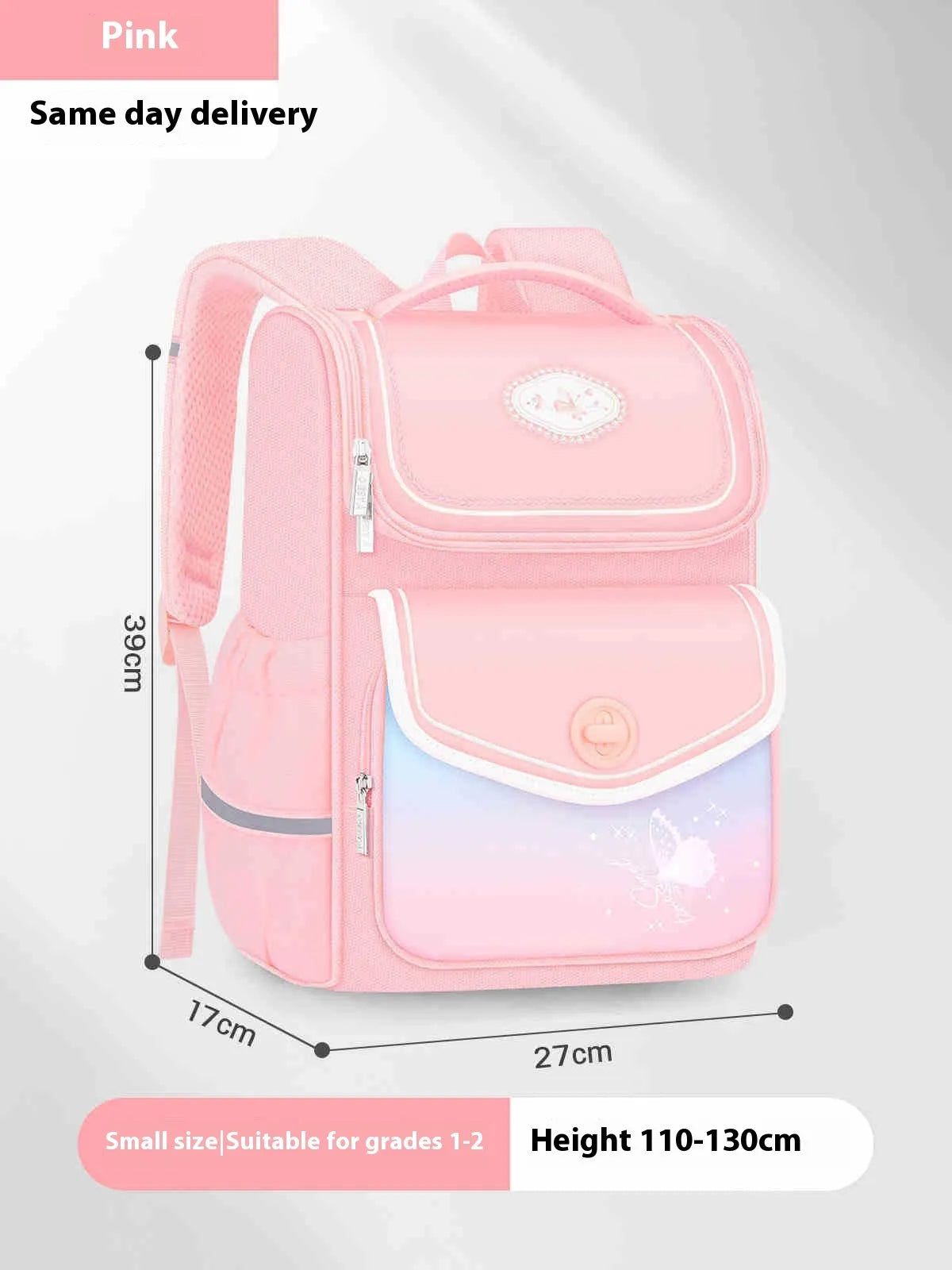 Waterproof Oxford cloth schoolbag for primary school girls in pink, purple or green colours