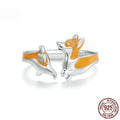 Silver ring with detailed cartoon corgi design in electroplated SCR1014-E colour for women