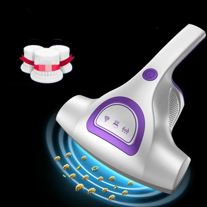 Handheld vacuum cleaner mite remover in pink purple or red with UV light and 300W motor