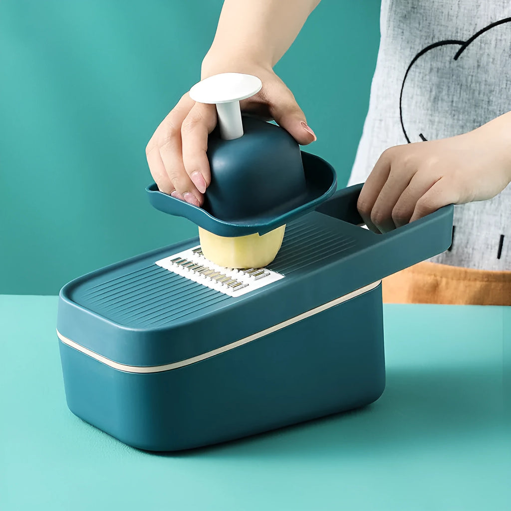 Multifunction kitchen grater with 304 stainless steel blade, PP body, in blue colour option