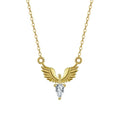 Silver eagle pendant necklace with adjustable O-ring chain in white gold or yellow gold electroplating