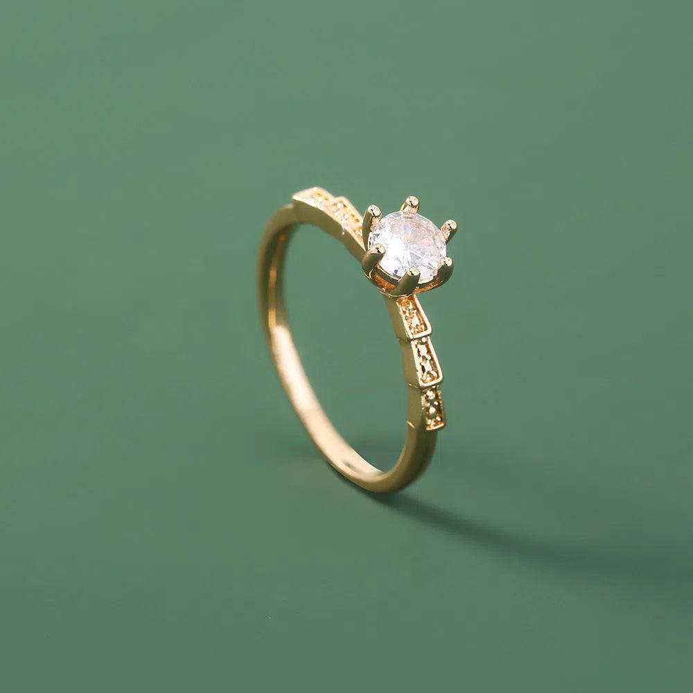 Adjustable metal zircon ring in geometric style, unisex design, available in multiple colours