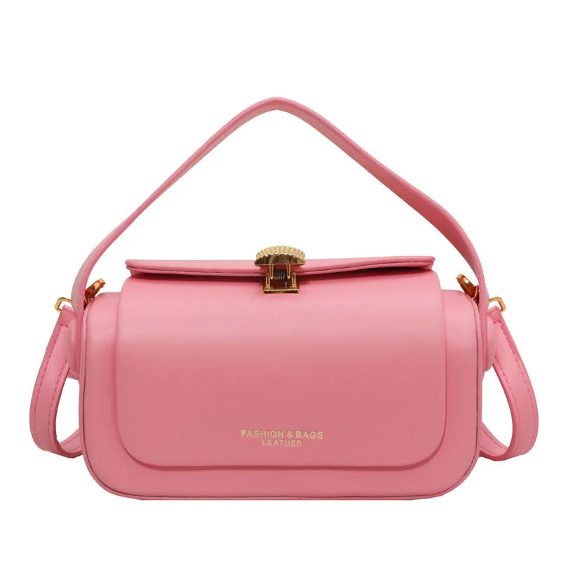 Women's PU leather shoulder messenger bag with personalised letter detailing in beige colour