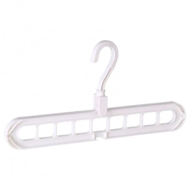 Plastic clothes hanger with rotating hook in pink colour, showing 33cm length dimension