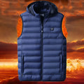 Heated cotton vest in black with USB power cable for outdoor winter use