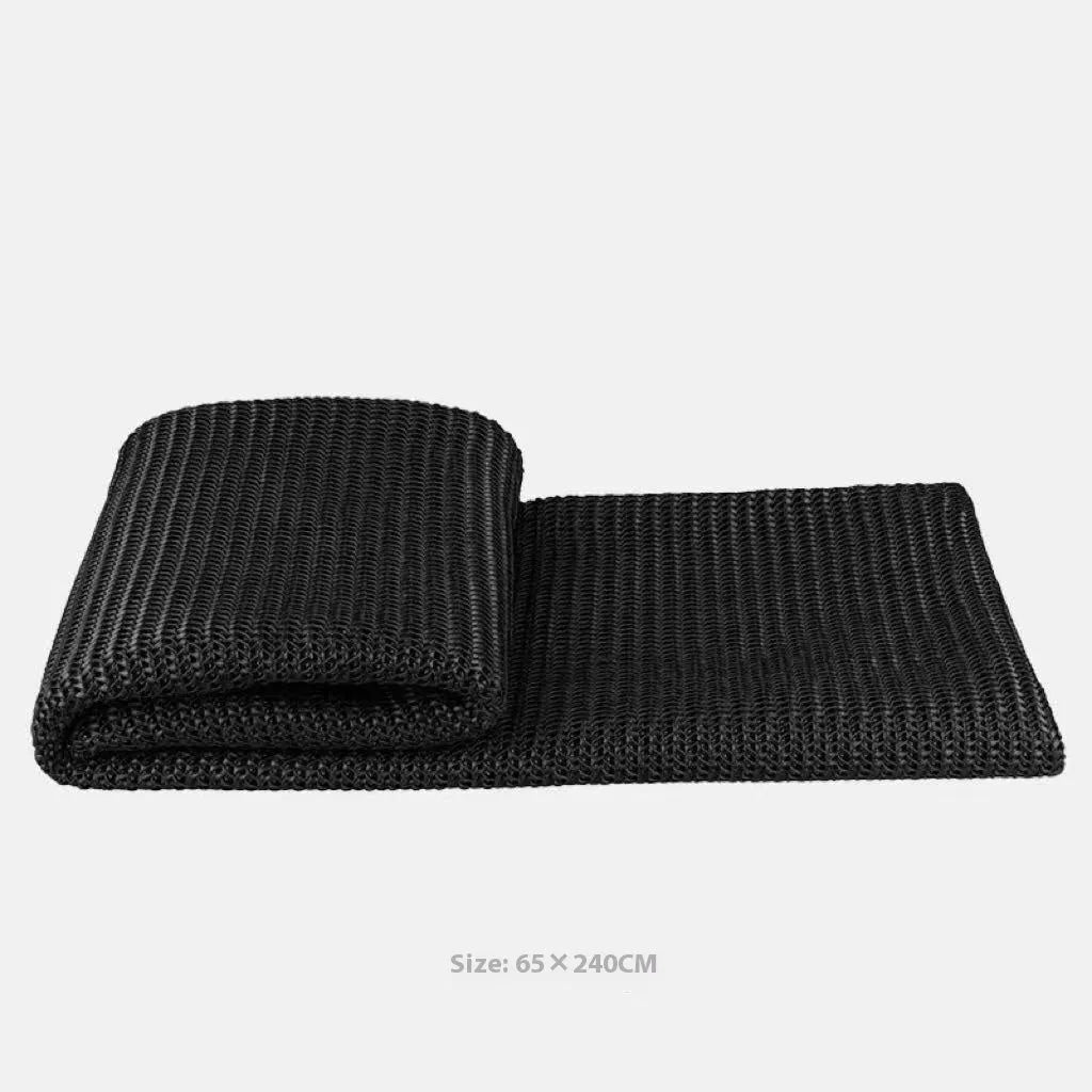 Polyester bed runner and nap blanket set with plaid pattern on bed with matching pillowcase and round pillow