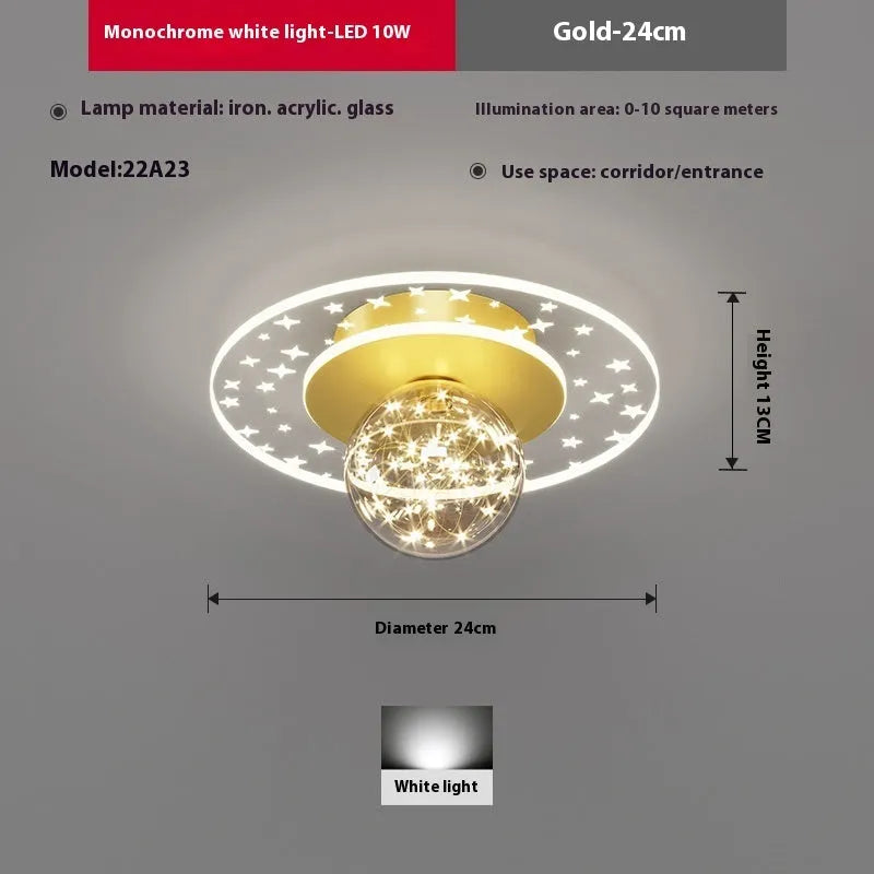 Modern simplicity corridor ceiling lamp in gold finish with colour changing LED lighting
