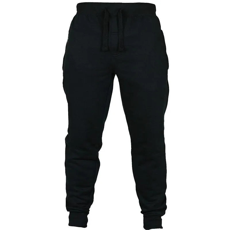 Men's solid colour drawstring waist fleece sweatpants in loose fit casual style