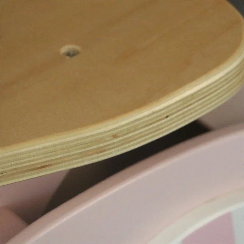 Pink wooden balance scooter for children aged 1-6 years with 10 inch size