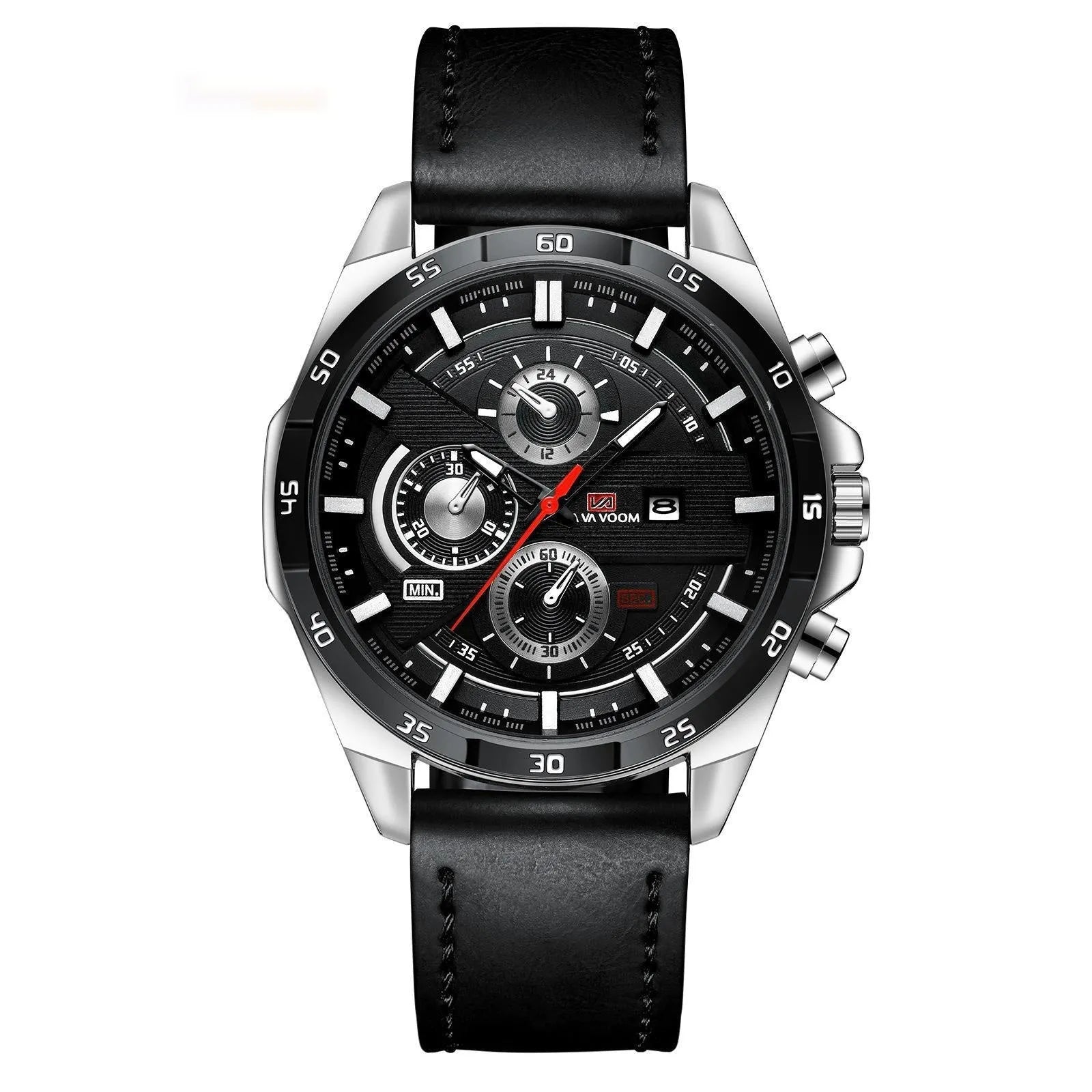 Men's casual quartz watch with business calendar display and waterproof case