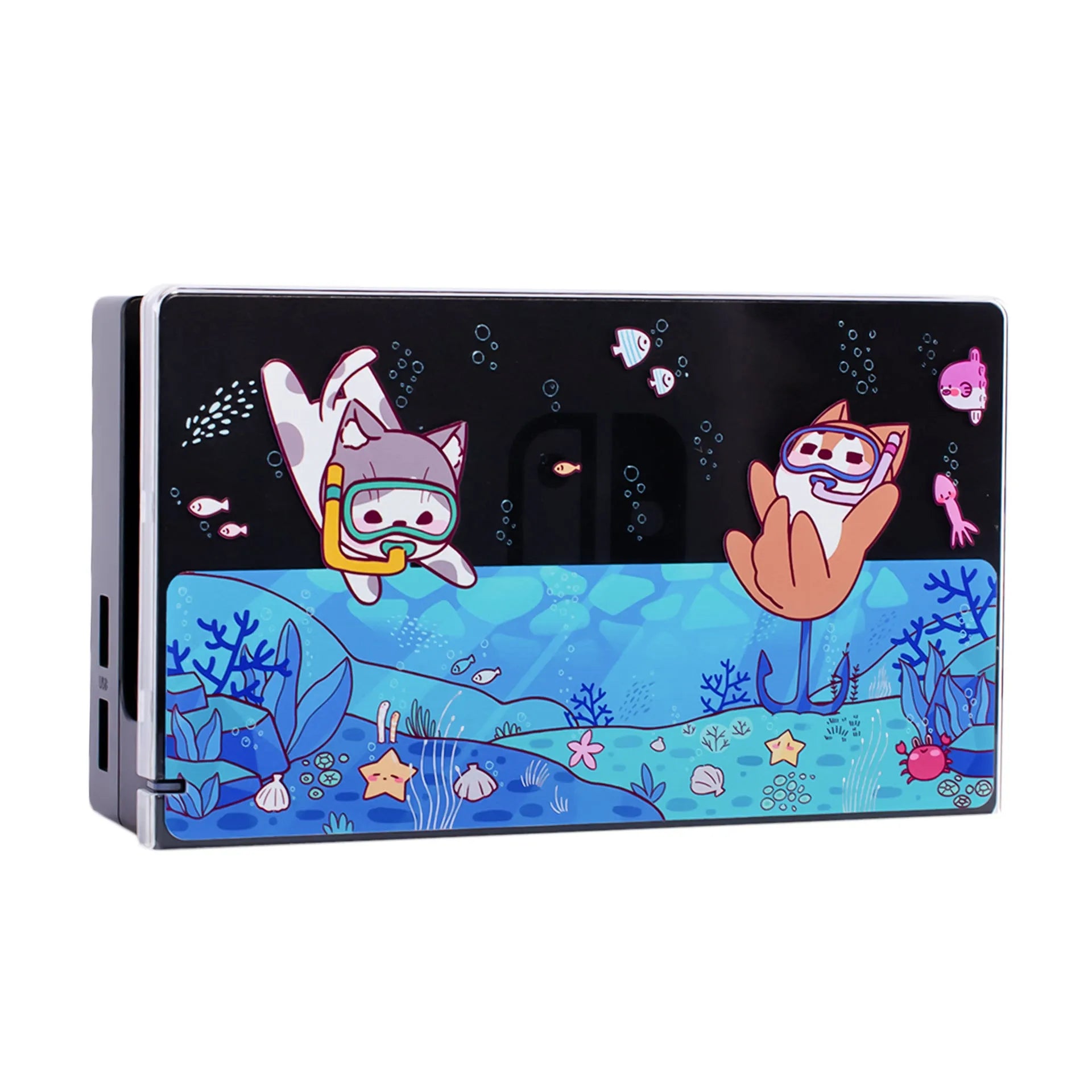 Pawdiary seabed exploration themed protective case for Nintendo Switch and Switch OLED consoles.