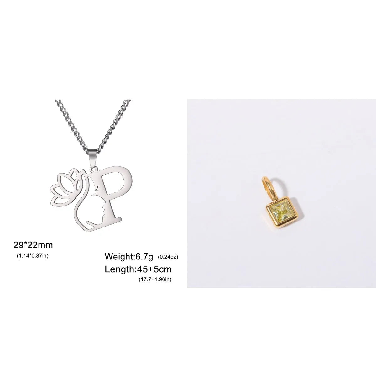 Stainless steel cross chain necklace with electroplated finish shown in gold and silver colour options