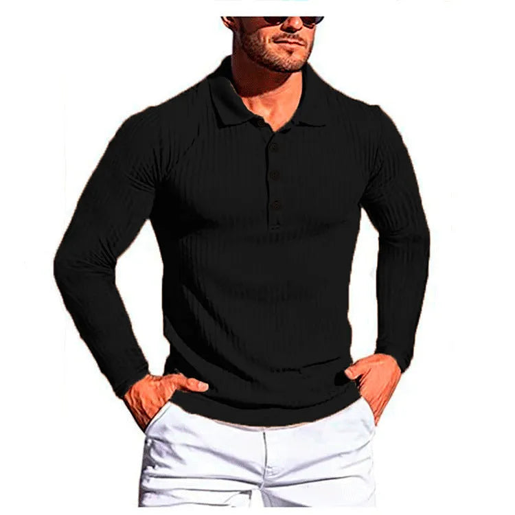 Men's striped high elastic slim knit bottoming shirt with short sleeves in loose fit