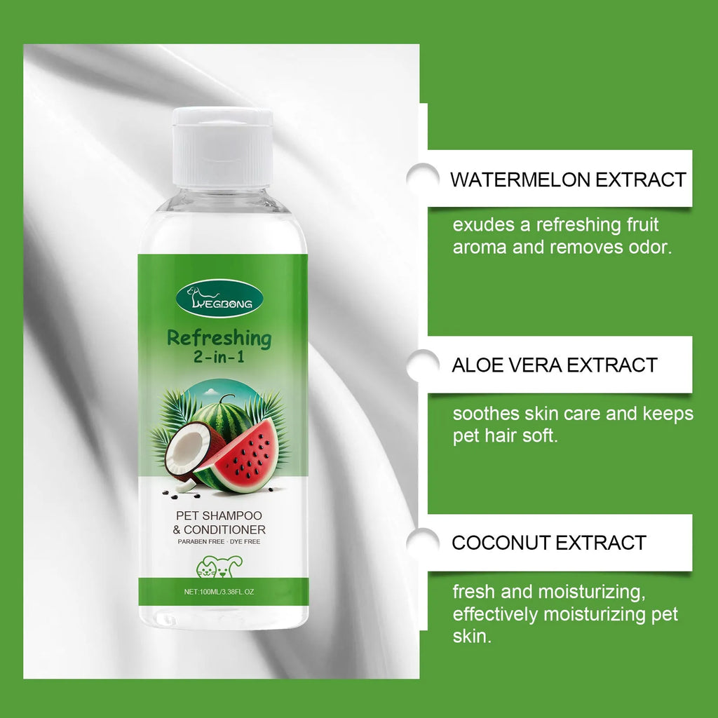 100ml pet 2-in-1 shampoo bottle with watermelon and coconut fragrance formula