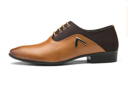 Men's black business casual oxford shoes with artificial leather upper and rubber sole