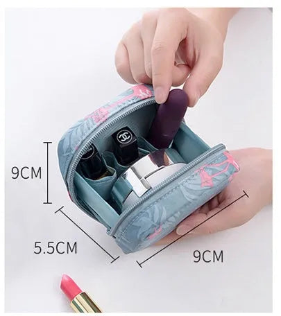 Cloth cube-shaped makeup storage bag in plain design available in multiple colours