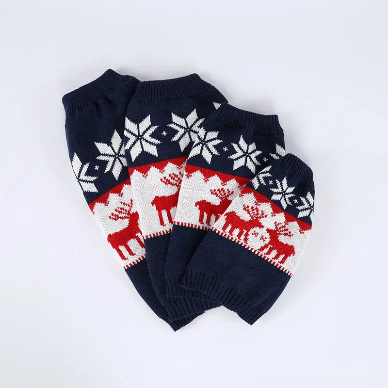 Navy blue Christmas dog knitted sweater with festive design for small medium large dogs