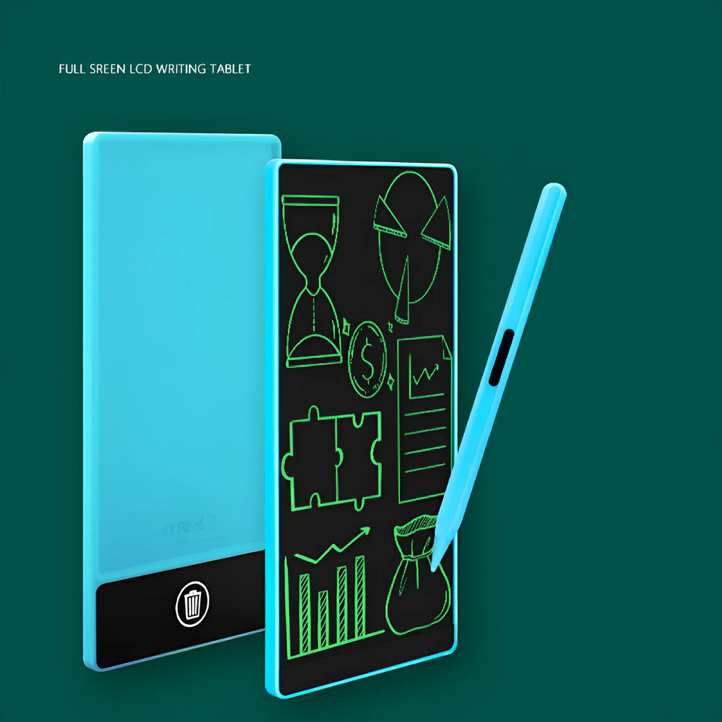 Blue LCD writing tablet with 6.5-inch screen for student arithmetic practice