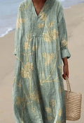 Floral 3D printed casual shirt dress with princess silhouette and wide waist