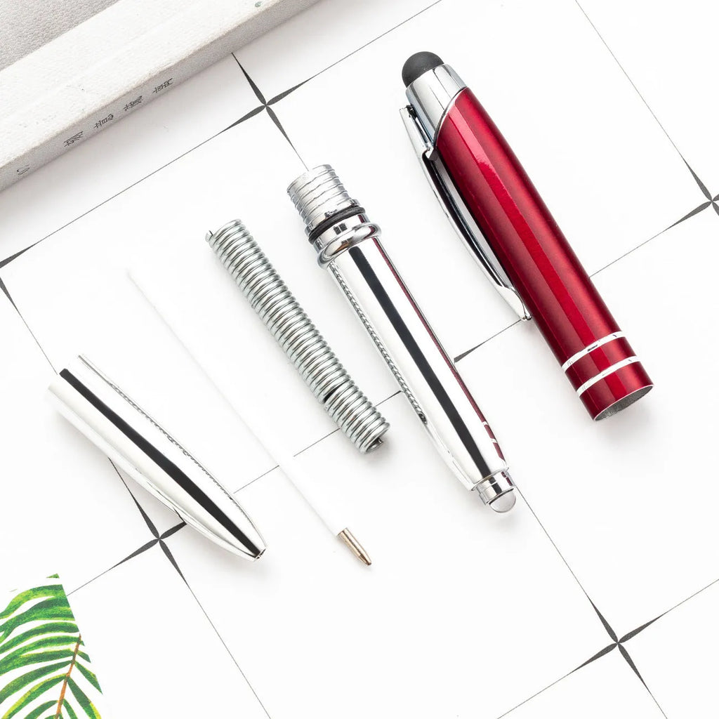 Metal multifunctional pen with capacitive stylus tip and LED light in five colour options