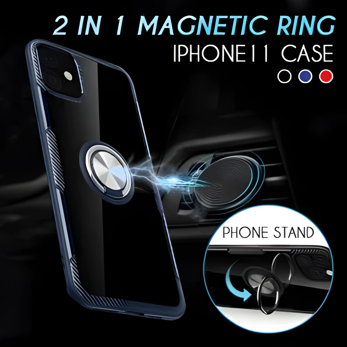 Black PU material phone case for iPhone 11 Pro Max showing precise cutouts for camera and ports.