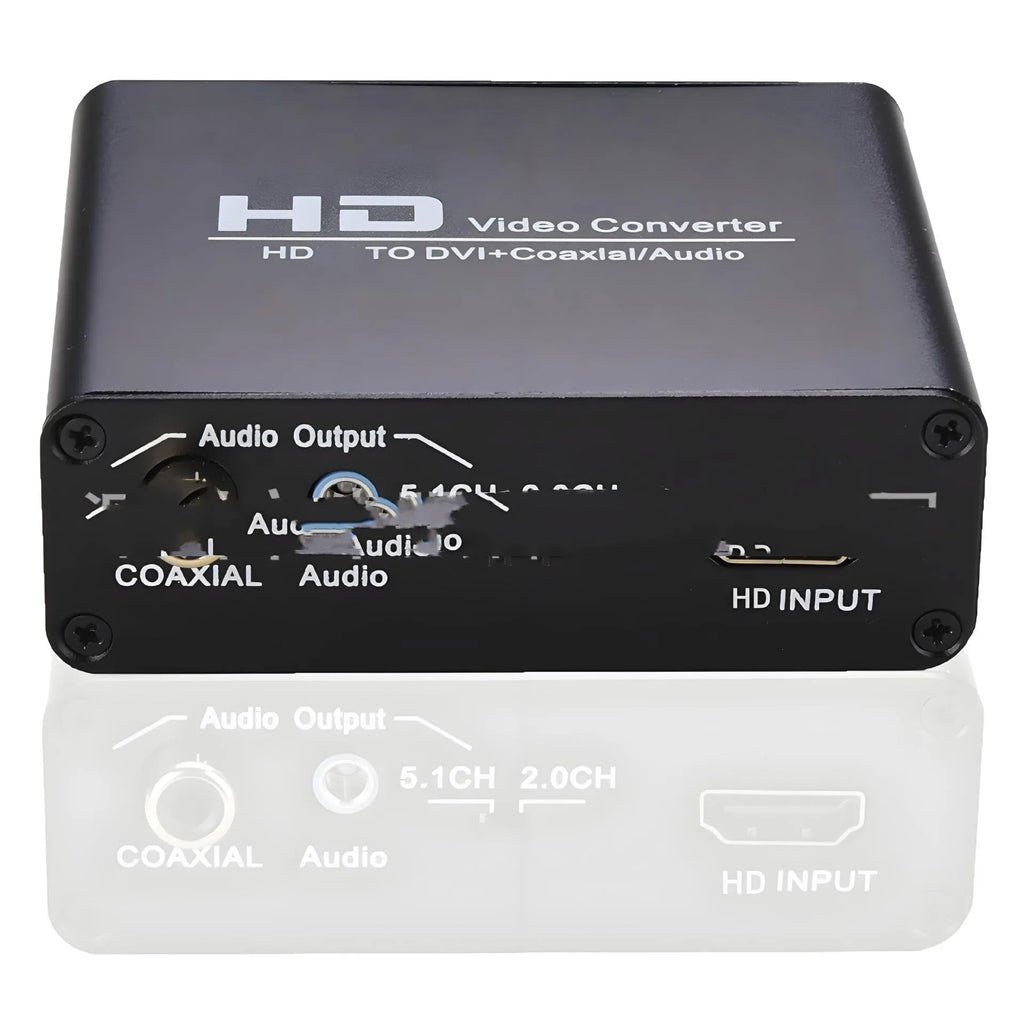 Black HDMI to DVI converter with coaxial audio output and 1.5m cable