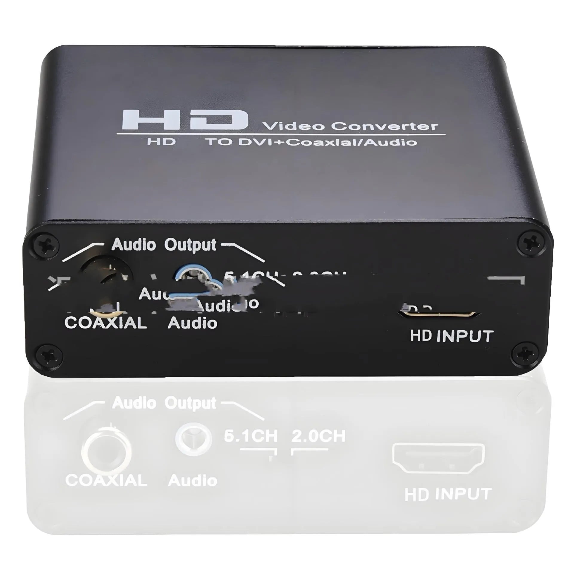Black HDMI to DVI converter with coaxial audio output and 1.5m cable