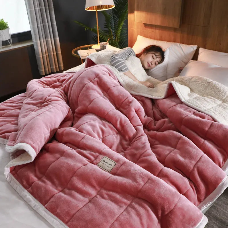 Fleece Blankets and Throws Thick Warm Winter Blankets Home Super Soft Duvet Luxury Solid Blankets on Twin Bedding Coral Fleece Polyester 150cmx200cm Pink Autumn Winter Use