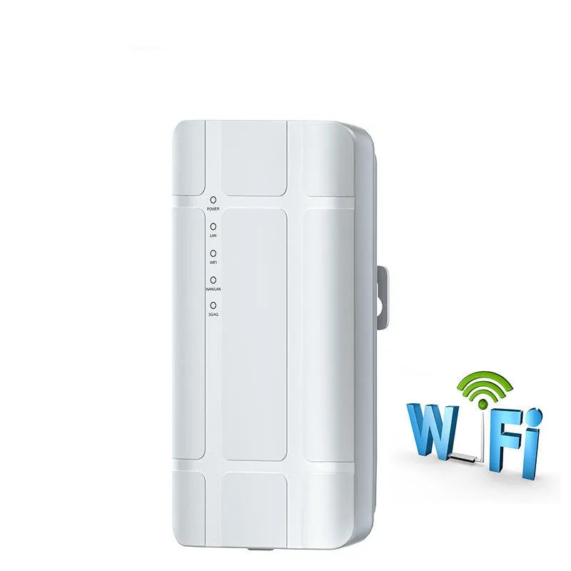 White 4G LTE outdoor CPE router with 300Mbps speed and VPN firewall support for wireless internet