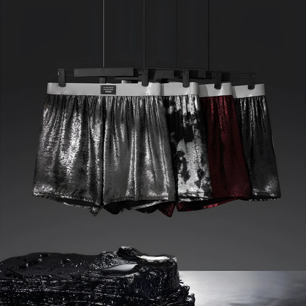 Galaxy reflective woven sportswear underwear in loose-fit casual design with mid-waist construction