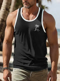 A man's solid colour Hawaiian-style sleeveless vest or tank top made from breathable pinhole cloth.