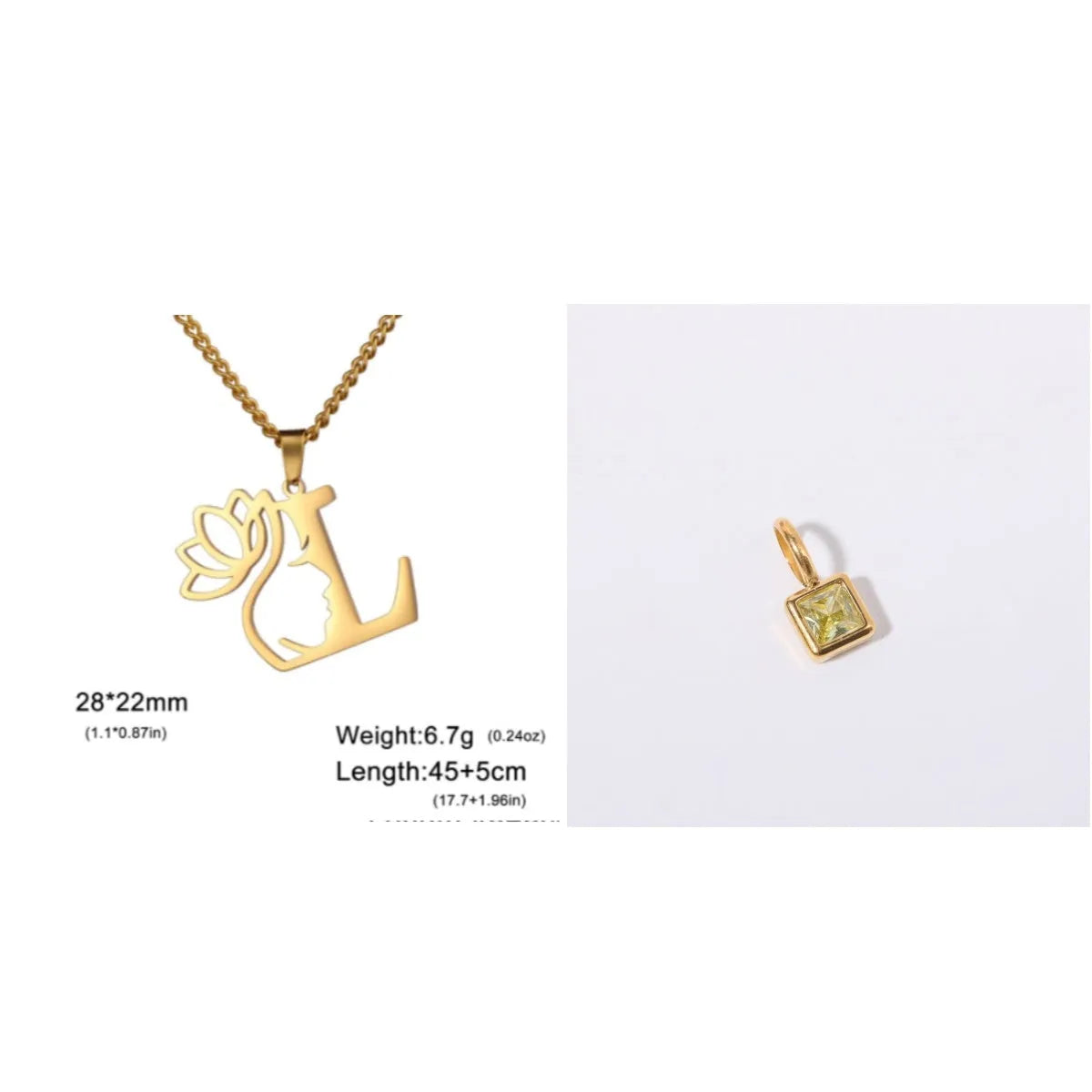 Stainless steel cross chain necklace with electroplated finish shown in gold and silver colour options