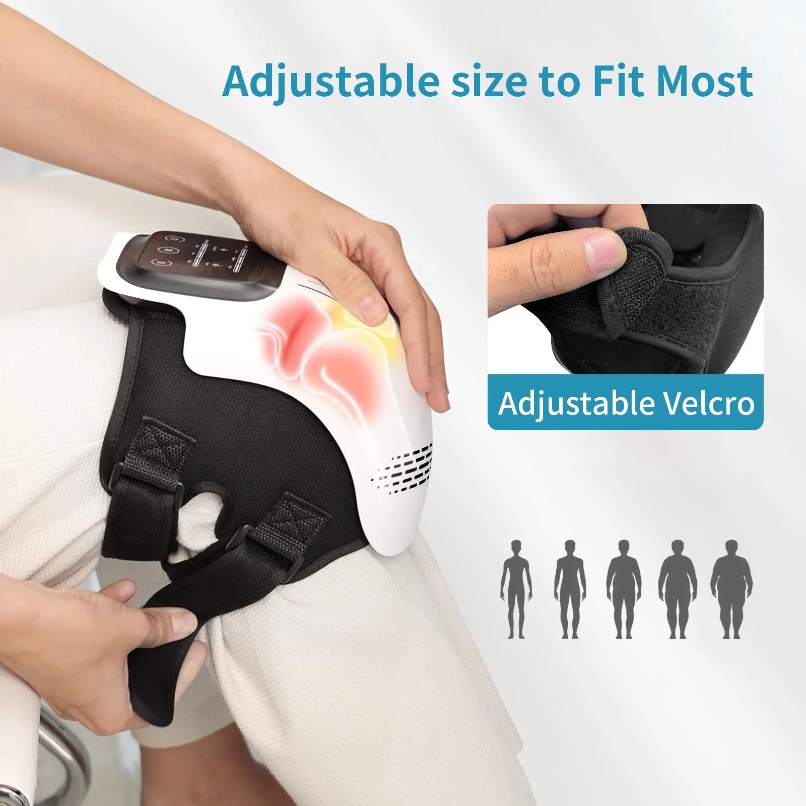 Intelligent electric knee massager with USB charging port in white colour