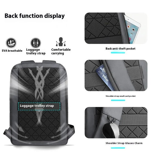 Oxford cloth business travel backpack with sewing line detailing in solid colour options