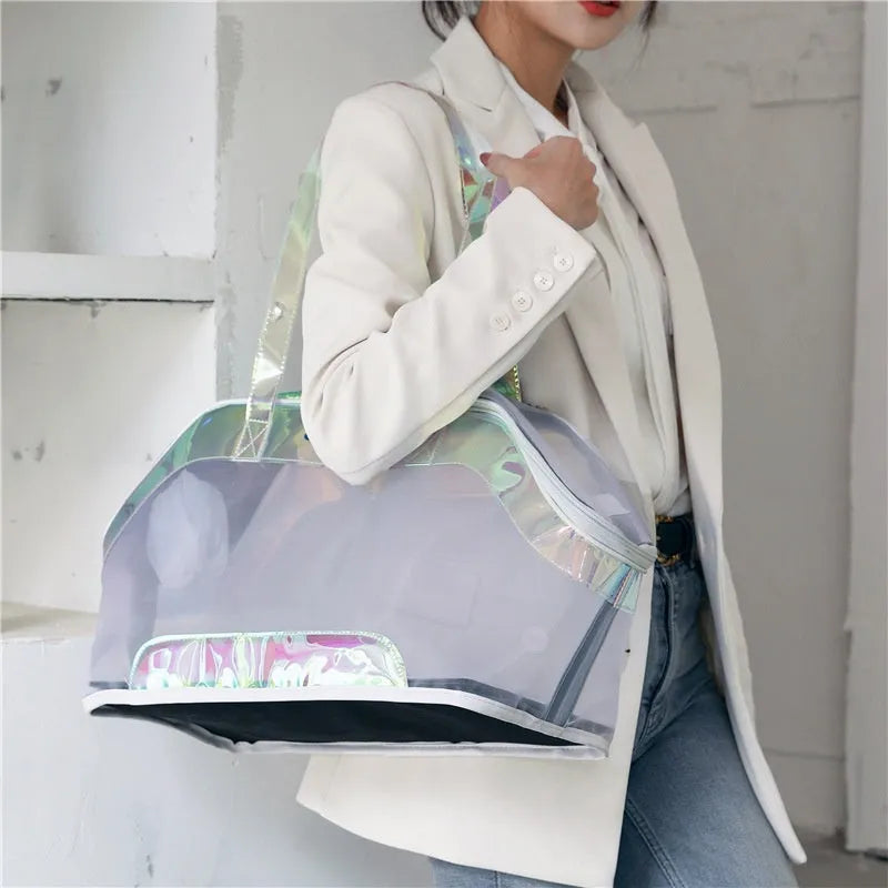 Leather cat outing carry bag with 25 litre capacity in Milan white colour.