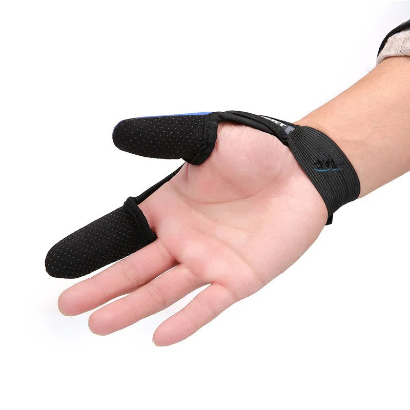 A single two-finger fishing glove with a dark microfiber palm and a camouflage diving cloth back.