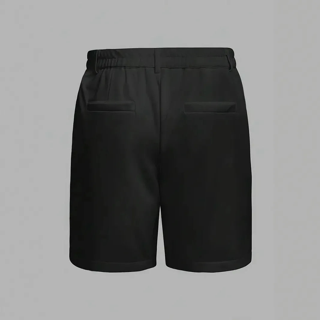 Men's cotton blend straight-leg shorts in solid colours with micro-elastic waistband