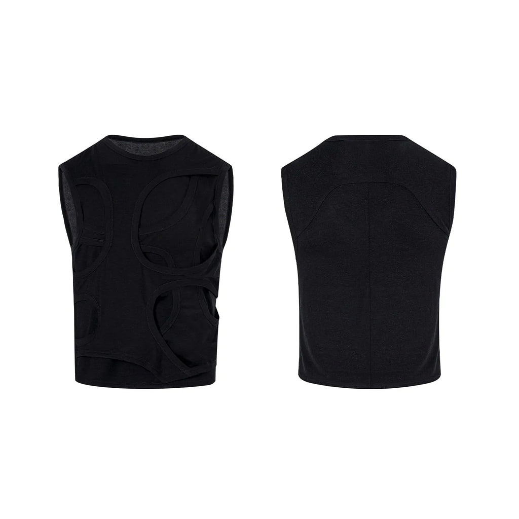 Men's solid colour Lyocell summer vest in black or grey with round neck