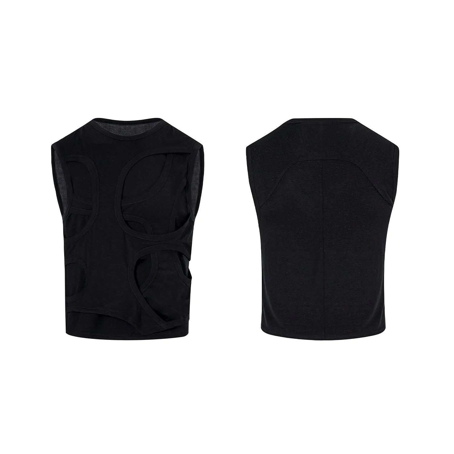 Men's solid colour Lyocell summer vest in black or grey with round neck